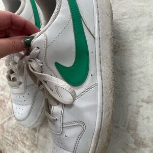 Nike White Sneakers with Green Accents